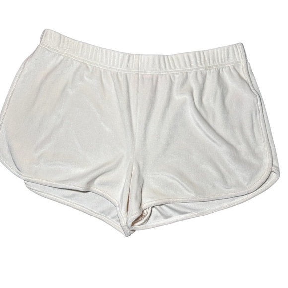 Juicy Couture White Velour Shorts Large NWT Rhinestone Logo Lounge Sleepwear - Picture 2 of 6